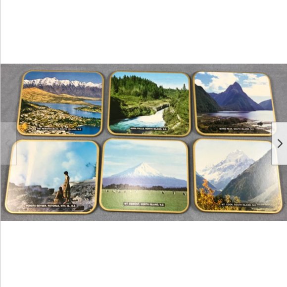 Vtg 6 New Zealand Scenes Drink Coasters Souvenir by Jason Products Auckland - Picture 1 of 8